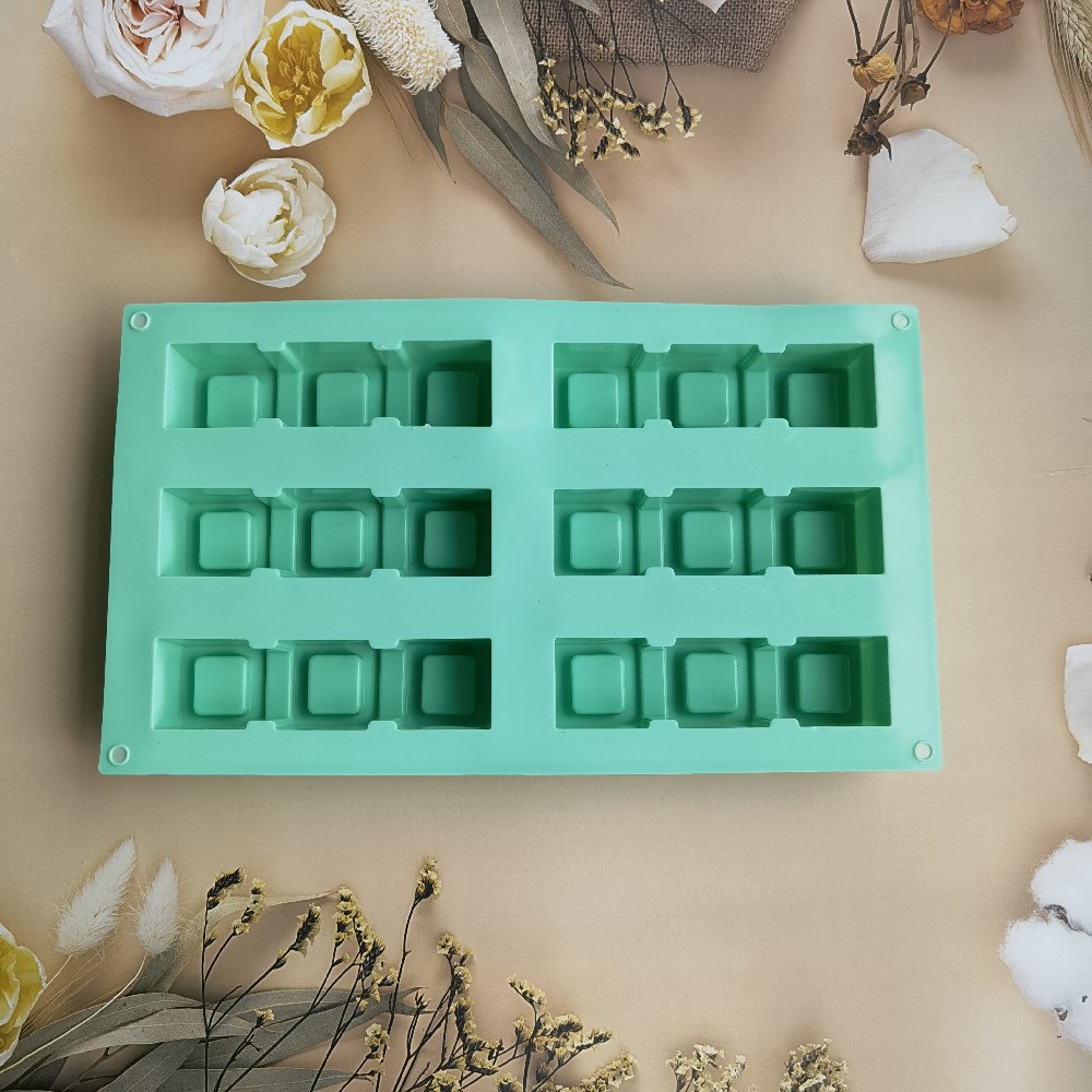 6 con tres cuadrados cóncavos 204 pastel chocolate molde de silicona molde de postre molde de hielo pastel horneado