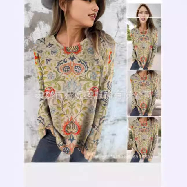 Трансграничные европейские и американские летние новые узоры животных цифровой 3D-принт для женщин уличная футболка с длинными рукавами повседневный топ