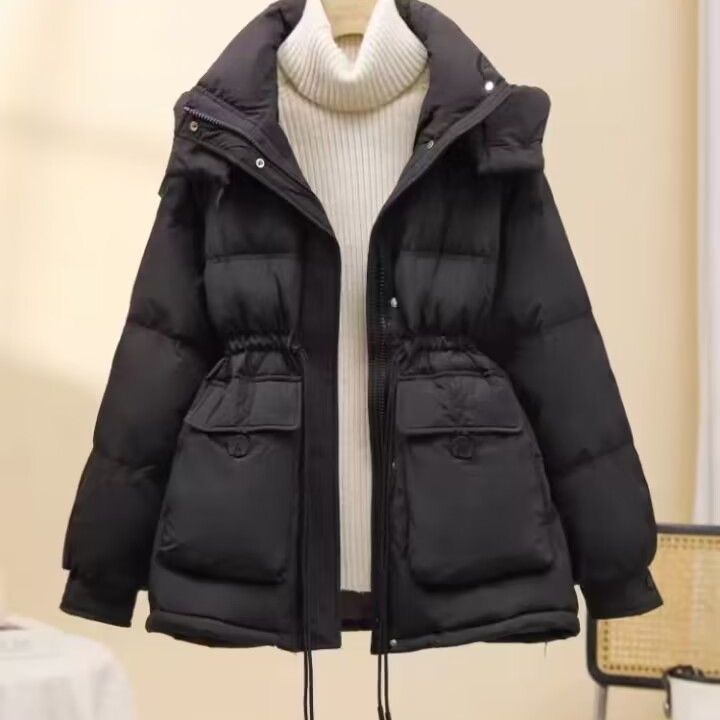 Half-Button Slimming New Style down Jacket for Small Women, Mid-Length Winter New Korean Style Fashionable Waist Jacket