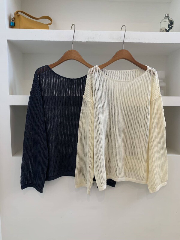 2026 Summer New Fashion Versatile Hollow-Out Long-Sleeve T-Shirt for Women, Knitted Fishnet Lazy Style Casual Outerwear Cover-Up