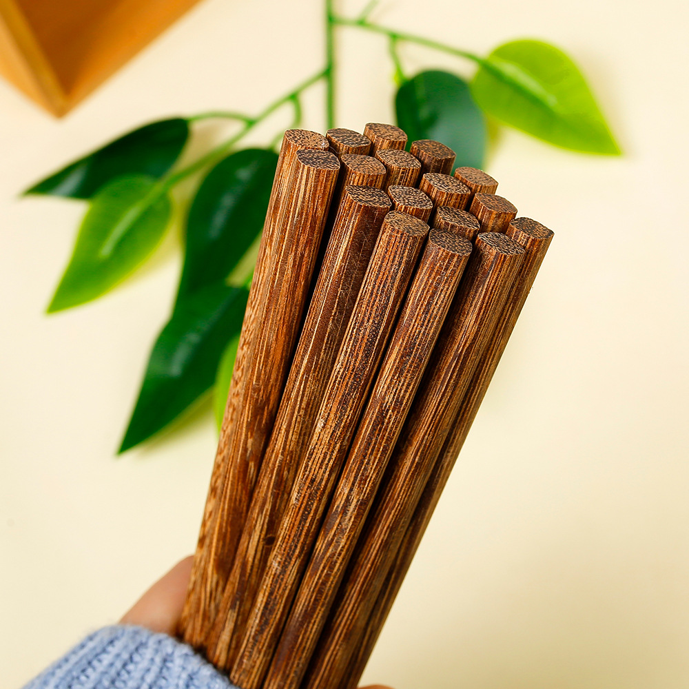 Palillos de madera de ala de pollo al por mayor 25cm para el hogar Palillos de madera maciza 10 pares en caja sin pintura, sin cera, antideslizante, LOGOTIPO tallado