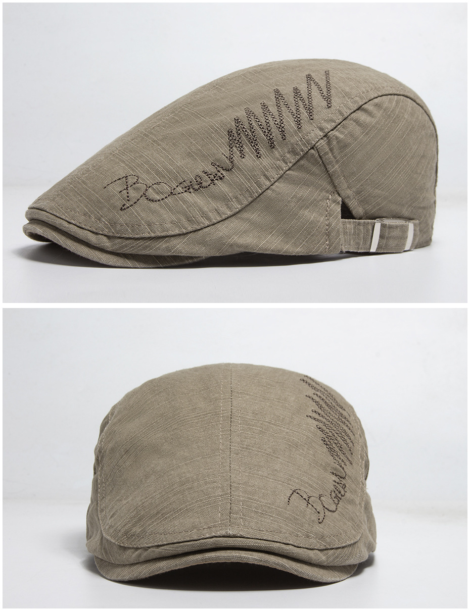 New Beret Spring and Autumn Pure Cotton Embroidered Duck Tongue Men's Fashion Casual Forward Hat_voghion.com