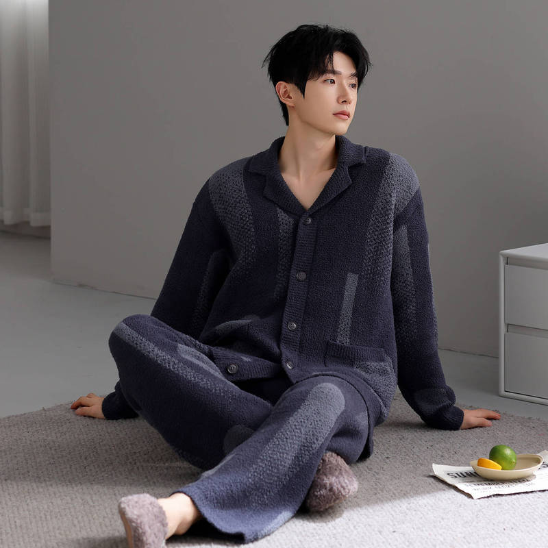 New Half-Velvet Pajamas for Men, 2026 Autumn and Winter, Soft and Thickened, Warm Men's Loungewear for Autumn and Winter New Half-Velvet Pajamas for Men, 2026 Autumn and Winter, Soft and Thickened, Warm Men's Loungewear for Autumn and Winter