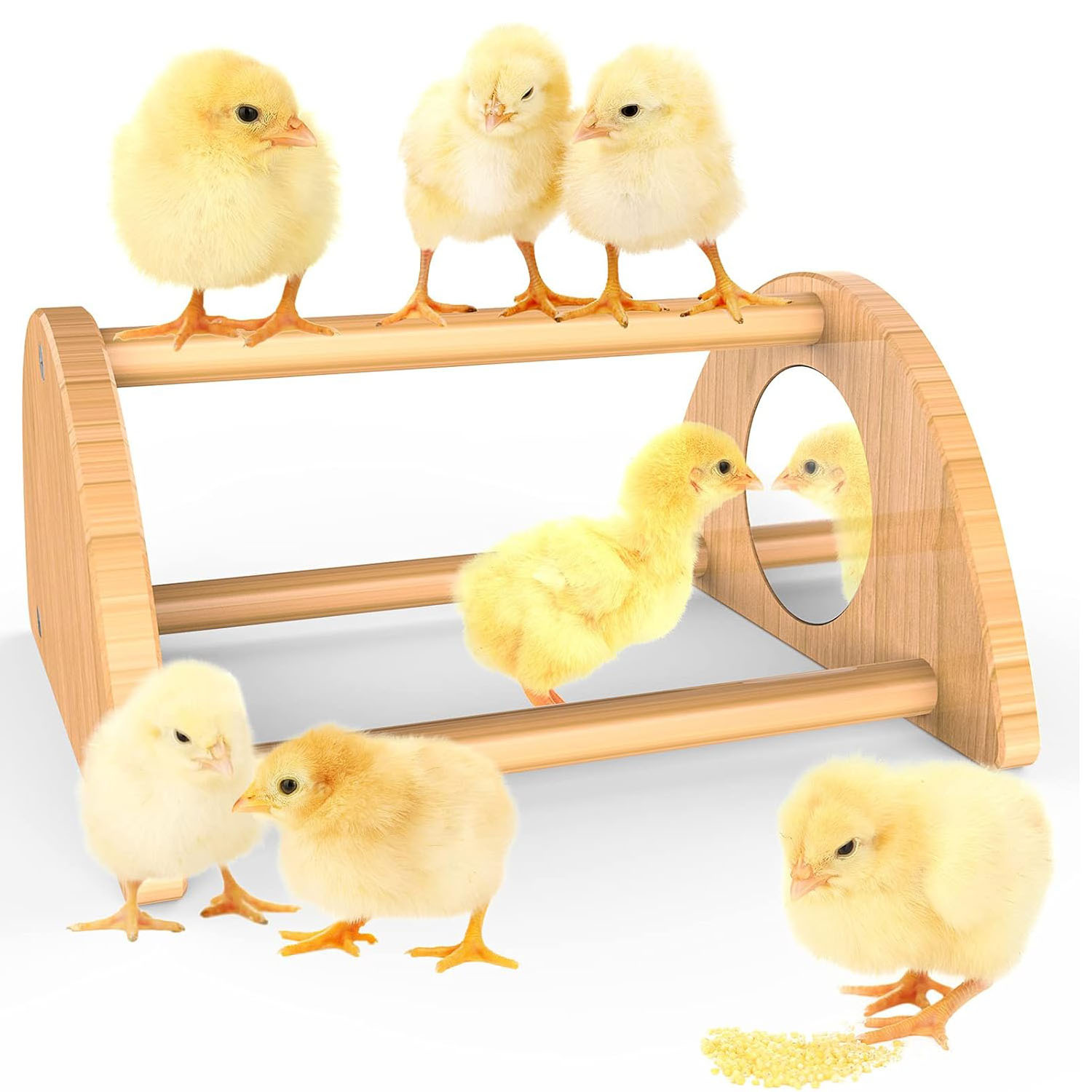 Mini Chicken Mirror Cage Made of Strong Bamboo, Eco-Friendly Rooster Cage for Training Bass, Easy to Assemble