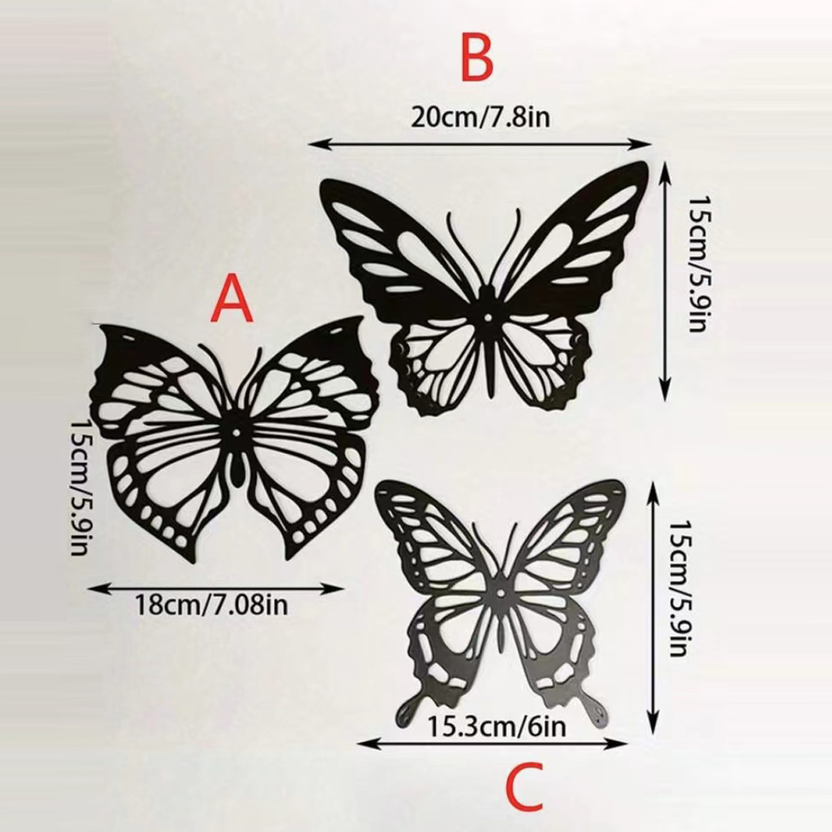 Cross-border Metal Wrought Iron Butterfly Cut Out Art Wall Decoration New Wrought Iron Living Room Bedroom Stereo Home Decoration