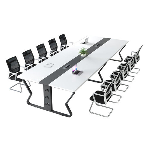 Meeting table, long table, simple creative office reception desk, workbench, steel frame, negotiation, 4/6/8 person reception long table