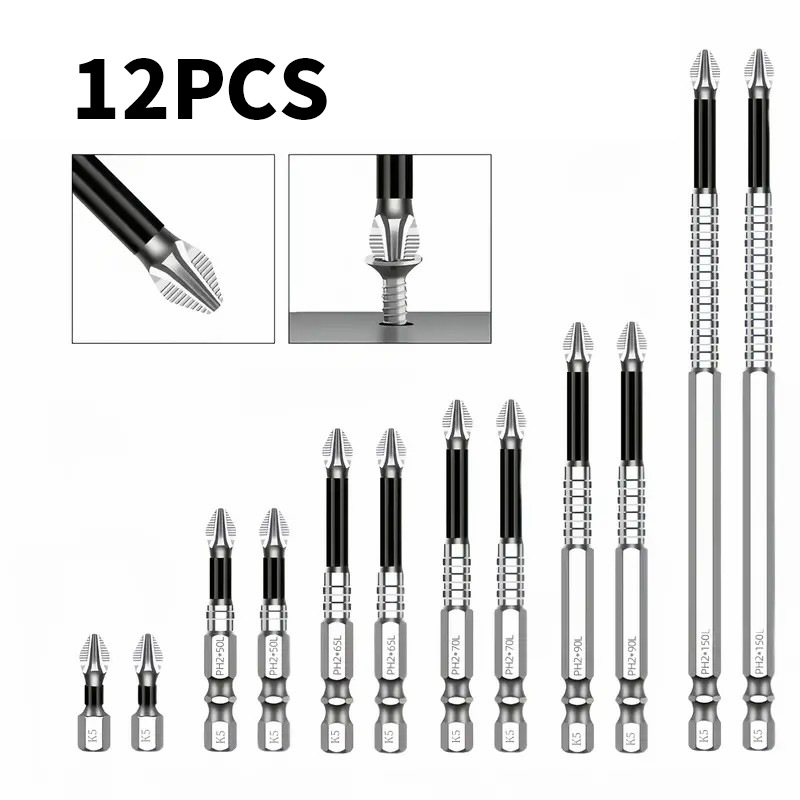 K5抗冲击强磁批头套装十字手电钻电动螺丝刀高硬度起子头十字型