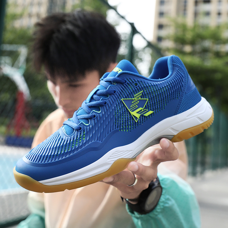 Cross-Border Large Size Couple Sports Shoes Lightweight Breathable Mesh Badminton Shoes Md Outsole Outdoor Sports Tennis Shoes