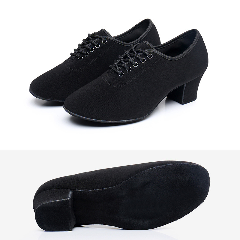 Zapatos de profesor de tacón alto de las mujeres zapatos de baile latino de tela Oxford zapatos de baile de fondo suave profesional zapatos de baile cuadrados de baile de jazz