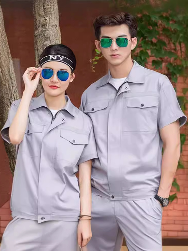 Trajes de trabajo de verano delgados de manga corta ropa de protección laboral reflectante taller de reparación de automóviles chaqueta de desgaste ventilada personalizada