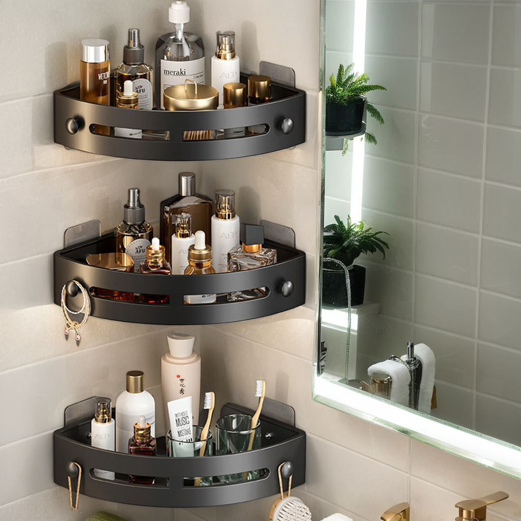 Tripod Storage Rack Bathroom Plastic Wall-Mounted Punch-Free Bathroom Storage Shopkeeper Recommends New Model on the Market