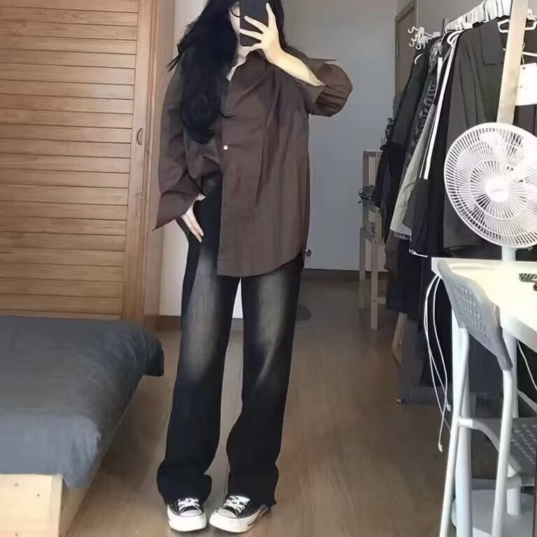 2024 primavera y otoño jeans estadounidenses hombres lavados y desgastados moda retro moda moda alta calle jeans rectos sueltos