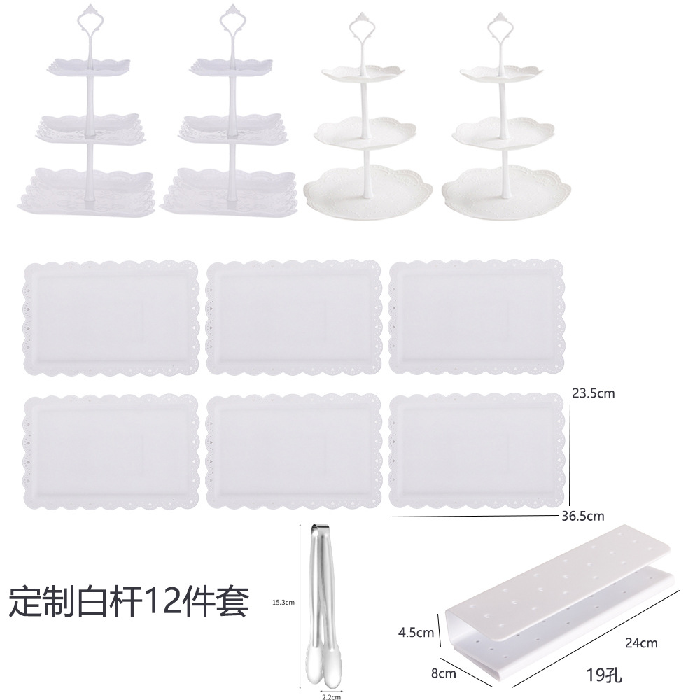 Estilo europeo de 3 capas plato de fruta té de la tarde bandeja de postre soporte de exhibición mesa de postre soporte de pastel mesa de combinación de pastel