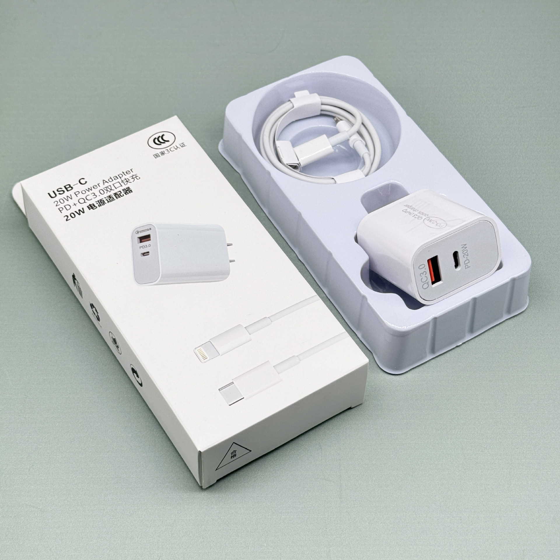 Cargador transfronterizo de doble puerto PD20w de EE. UU. Para teléfono móvil Apple 14/Android A C cargador de carga rápida