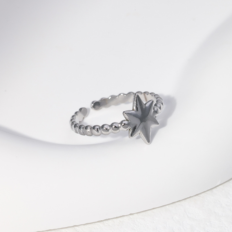 Holiday Occasion 304 Stainless Steel Material Star Pattern Wholesale Jewelry Fashion Star 304 Stainless Steel 18K Gold Plated Plating Stainless Steel Rings