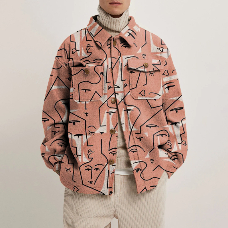 Herren Jacke Mit Graffiti Print Aus Baumwolle Und Reverskragen_voghion.com