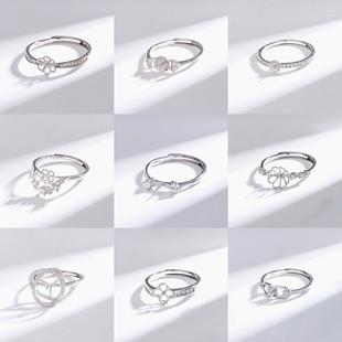 DIY�������S925���y��ָ������6-12mm������������n�y��ʯ