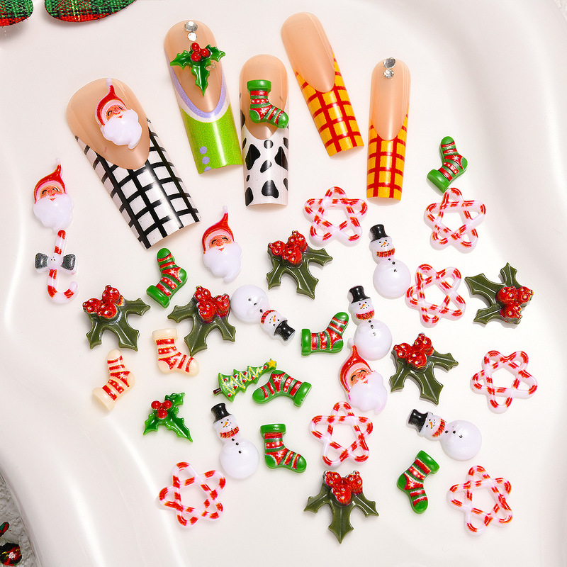 Christmas Series Mixed Nail Ornaments Cute Christmas Tree Snowman Christmas Stockings Nail Ornaments Christmas Series Mixed Nail Ornaments Cute Christmas Tree Snowman Christmas Stockings Nail Ornaments