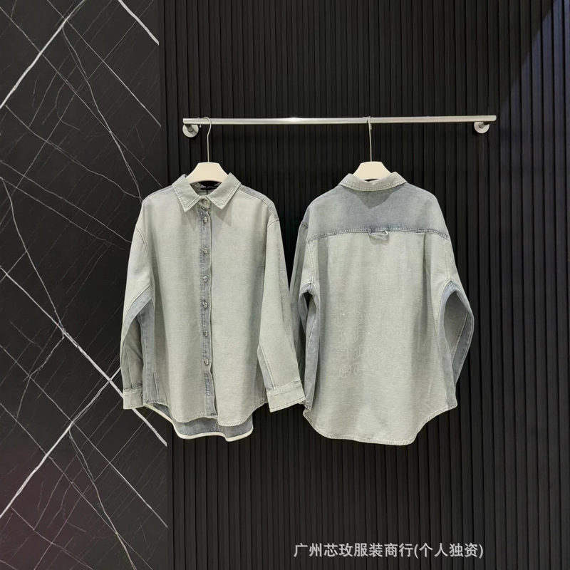 CH正确原2025秋季新款牛仔浅色烫钻重工宽松显瘦休闲百搭牛仔外套|undefined