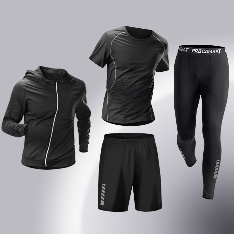 フィットネスウェア男性スポーツスーツ速乾タイツ高弾力ランニングトレーニングバスケットボール服朝走春秋騎乗服