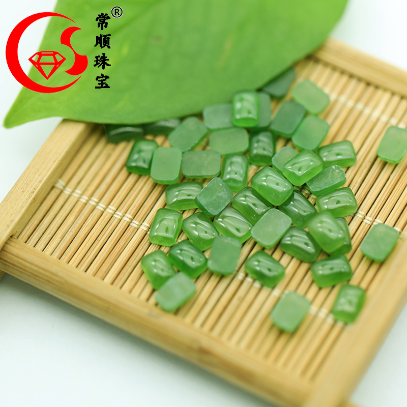 Bán buôn mặt nhẫn jasper tự nhiên quặng thô rau bina Xanh jasper rời hạt mặt dây chuyền khảm Nhẫn nam nữ trang sức ngọc