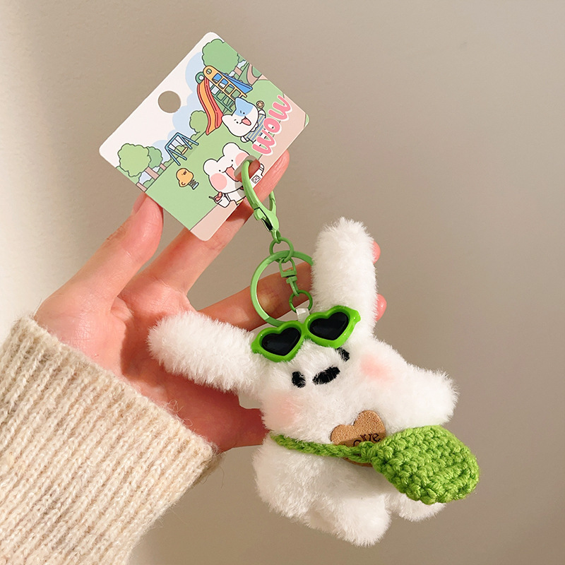 漫画のウサギのぬいぐるみペンダント、かわいい小さな人形、キーホルダー、アクセサリー、イベントの小さな贈り物、小さなギフト、バッグの飾り|undefined