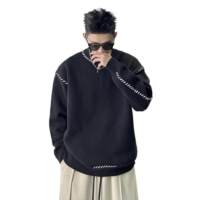 스웨터 남자 가을 겨울 간단한 캐주얼 올 매치 따뜻한 패션 트렌드 라운드 칼라가있는 한국 니트 스웨터