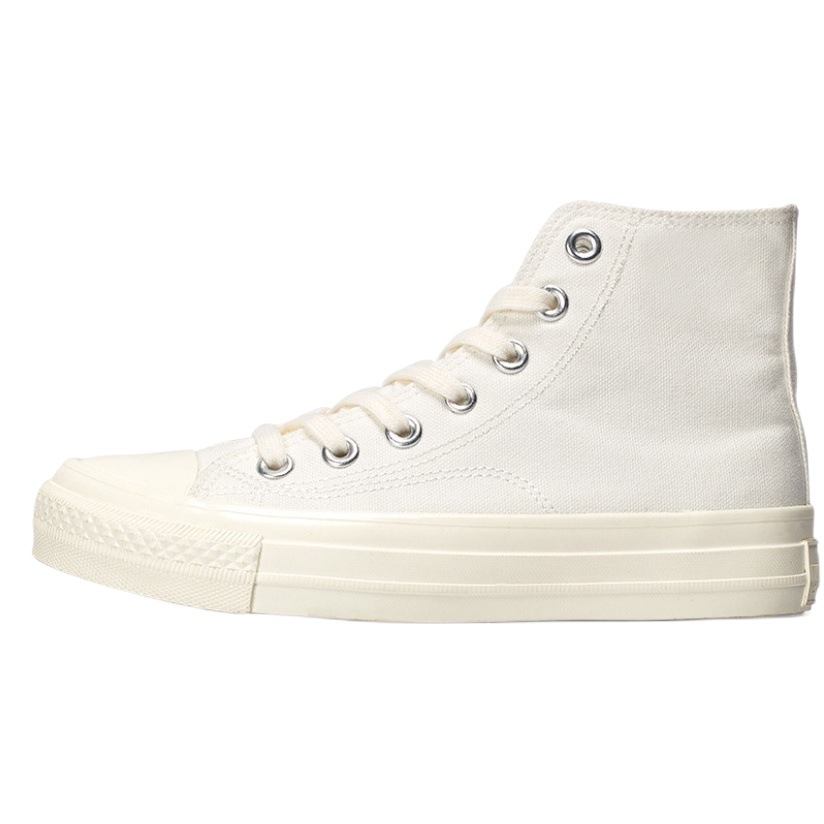 Venta al por mayor 2024 primavera 1970 zapatos blancos de las mujeres puro blanco todo-fósforo alto-top zapatos de lona ins moda Ruian zapatos de tablero vulcanizado