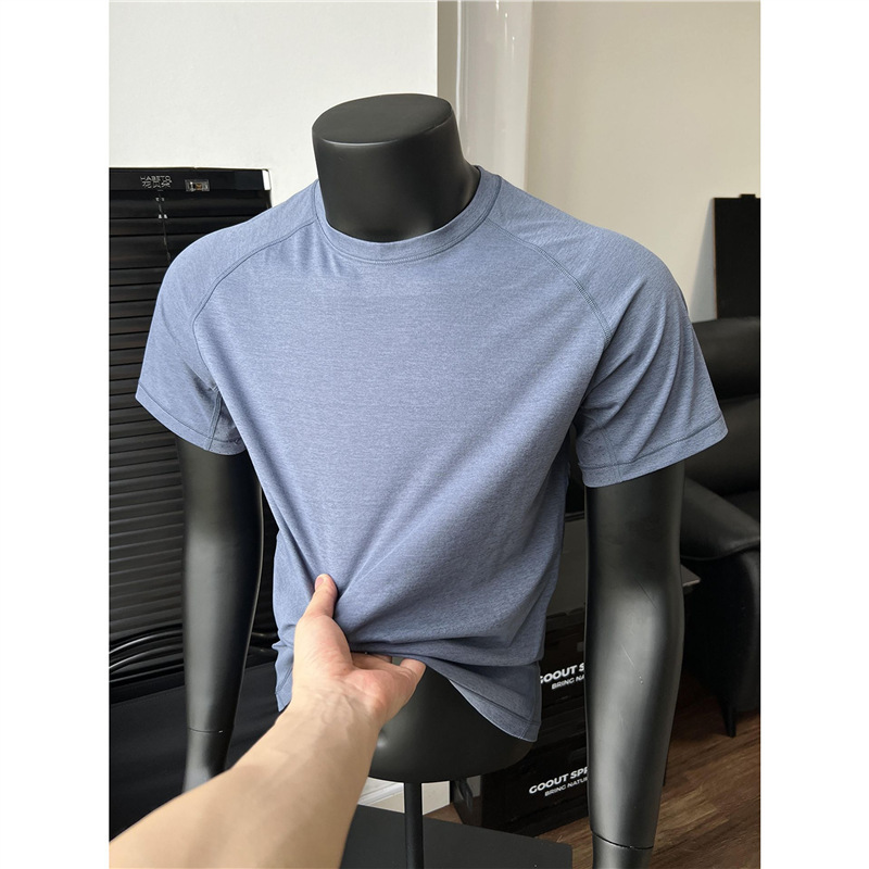 Ice Silk Quick-Drying Short-Sleeved Men's Summer Thin Sweat-Absorbent Breathable T-Shirt Outdoor Fitness Sports Cycling Clothing