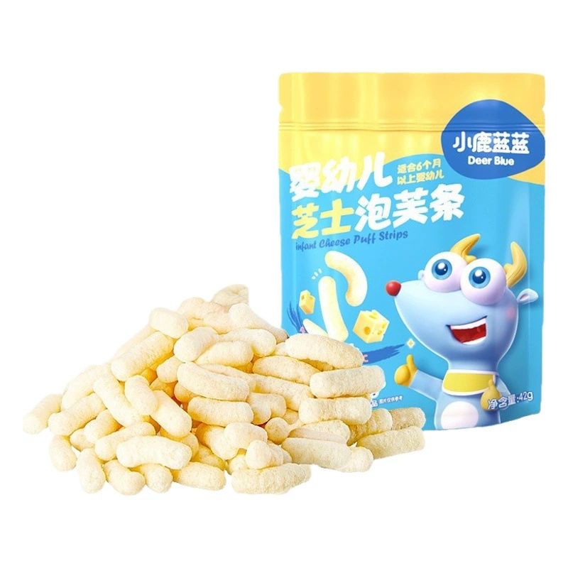 Официальные аутентичные хлопья Little Deer Blue Puff Balls в виде палочек для перекуса с рецептами детского питания в комплекте.
