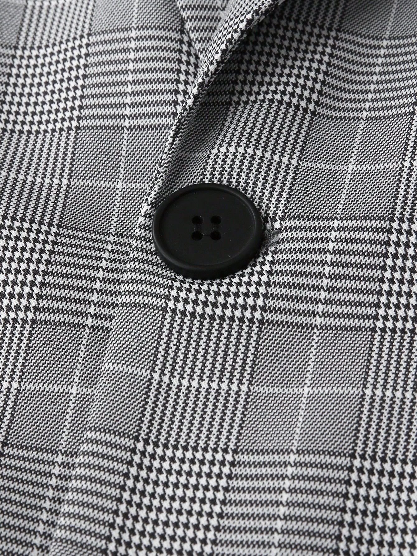 Men's Plaid Blazer With Notched Lapel And Two-button Fastening_voghion.com