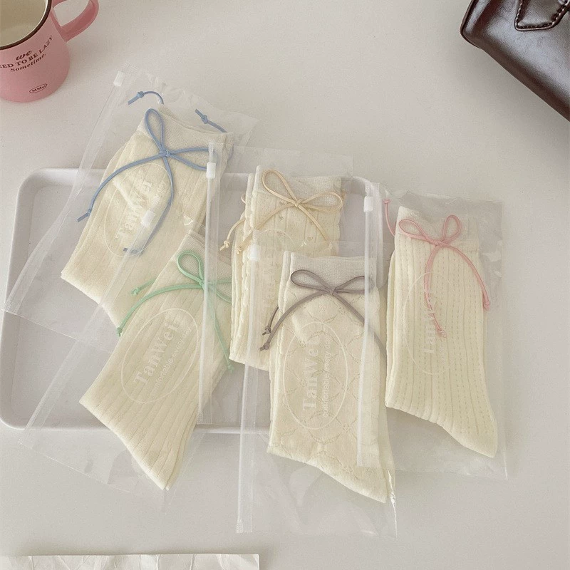 Knee socks Japanese style, women's 35–39, thin breathable spring–summer mid-length with bow