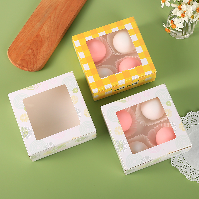 Caja de embalaje de tartas de pastel, caja de embalaje de tartas de pastel de cuatro granos, caja de embalaje de papas fritas de comida rápida desechable de 2 / 4 / 6 granos, caja de nieve