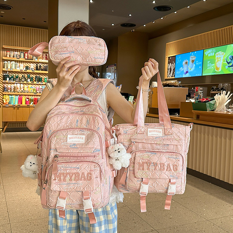 Backpack For Girls, Elementary Middle High School, Three-Piece Set, College Student Backpack, Large Capacity, Girls'_voghion.com