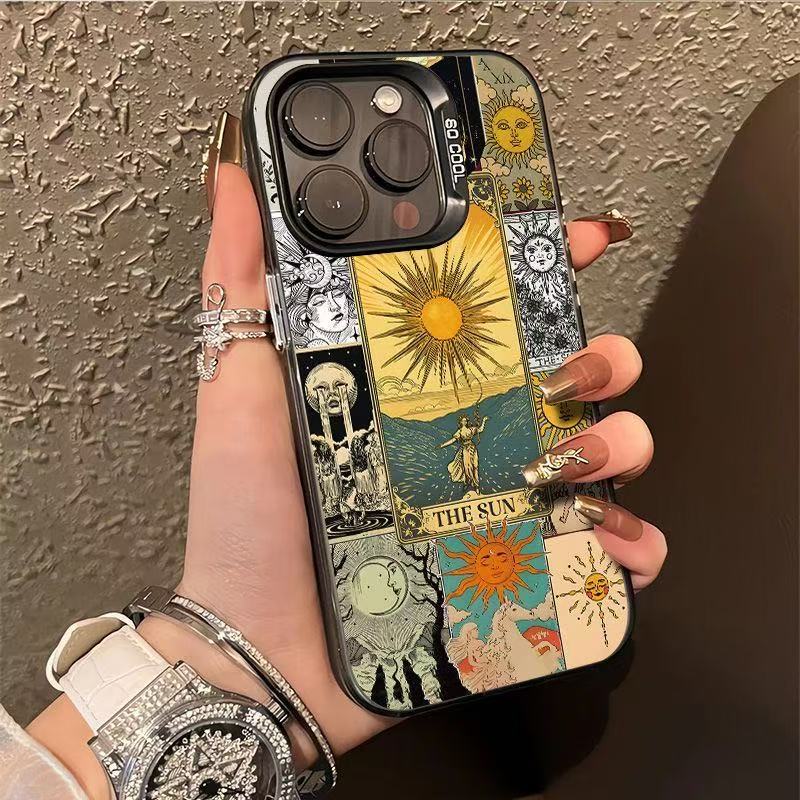 La diosa del sol es adecuada para la carcasa del teléfono móvil Apple 16Promax, carcasa de gas, iPhone15/14/13 texto 12