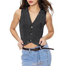 K 74508 Fashion V Neck Denim Vest Ůʿţ������ �羳ŷ��