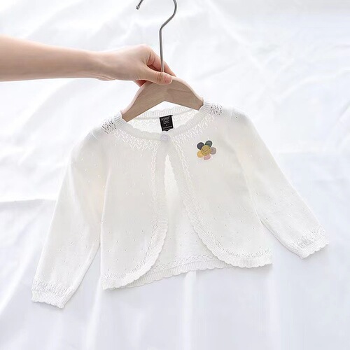 Baby Air Conditioning Sweater for Girls, Knitted Cardigan, Thin Model for Newborn Babies, Cardigan for Summer Princess, Stylish Little Outerwear