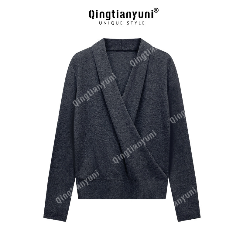 2026 Autumn New Design V-Neck Knitted Sweater for Women, Long Sleeve Silky Wool 14-Gauge Sweater, Elegant Women's Top 2026 Autumn New Design V-Neck Knitted Sweater for Women, Long Sleeve Silky Wool 14-Gauge Sweater, Elegant Women's Top