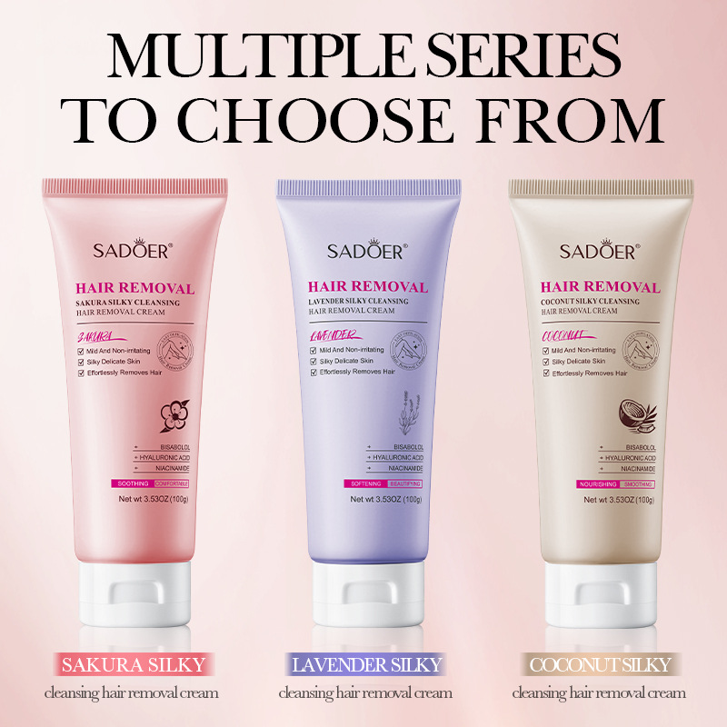 Cross-border in-stock hair removal cream SADOER Sakura Silky Smooth Clear Hair Removal Cream for whole body use, direct sales from foreign trade factory