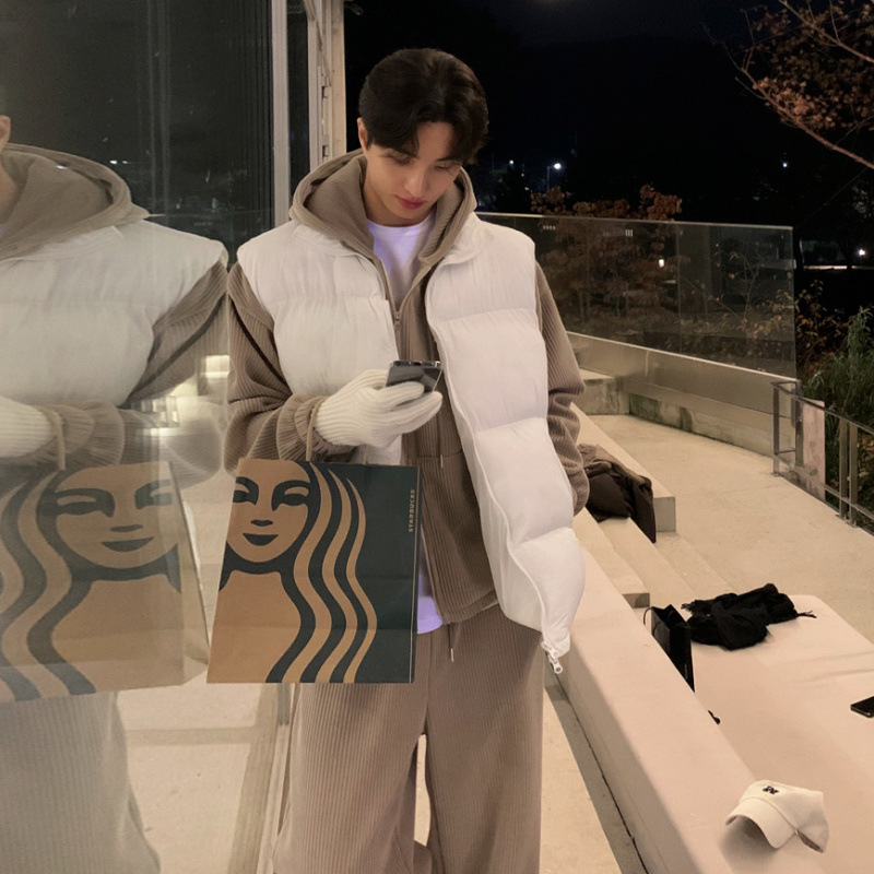 MYQ高级感立领棉马甲男士秋冬季宽松保暖外套韩版潮流无袖棉衣