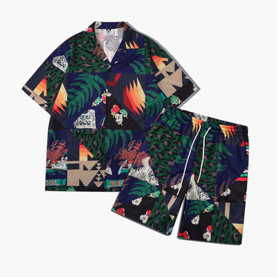 Spring and summer Men's Manufactor On behalf of Teenagers Rainforest Digital printing Polyester fiber shirt shorts leisure time suit