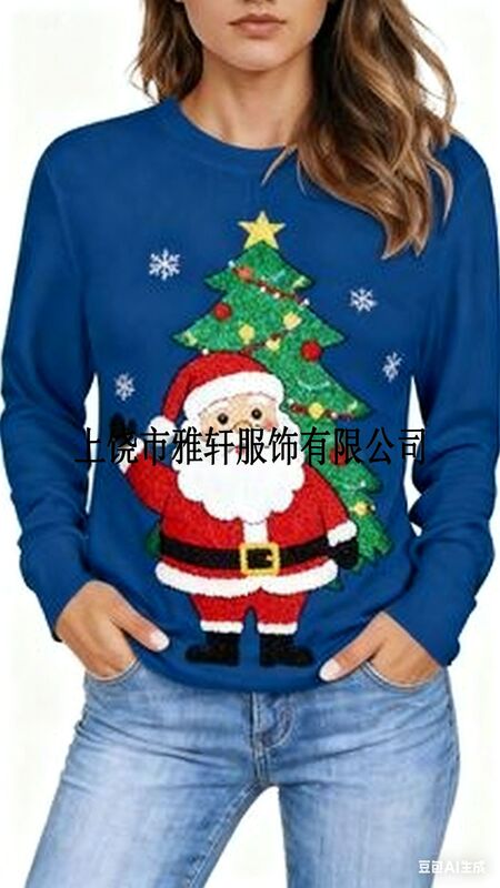 2025独立站亚马逊欧美3D数码印花女款圣诞圆领长袖卫衣时尚百搭|undefined
