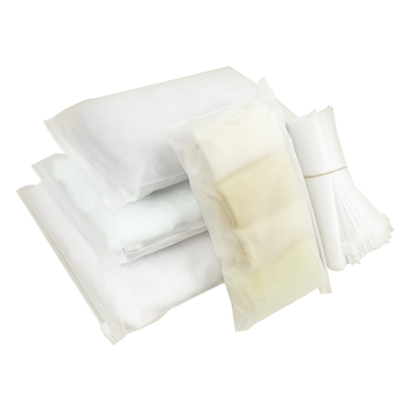 Venta al por mayor Eva esmerilado plástico Ziplock bolsa calcetines toalla interior ropa bolsa de embalaje PE transparente ropa cremallera bolsa