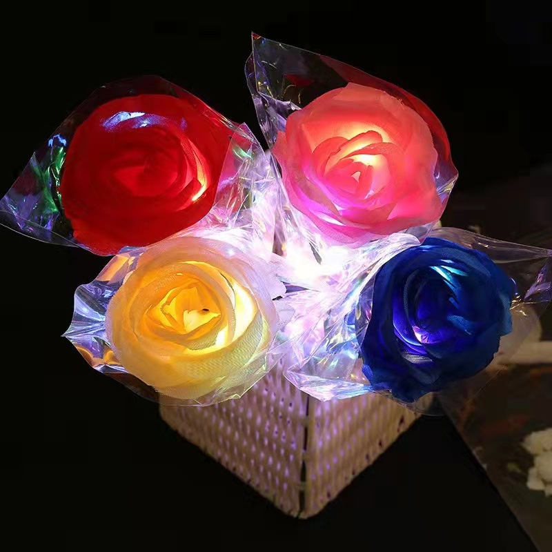 跨境LED发光玫瑰花创意七夕情人节表白花束地摊仿生花发光玩具详情6