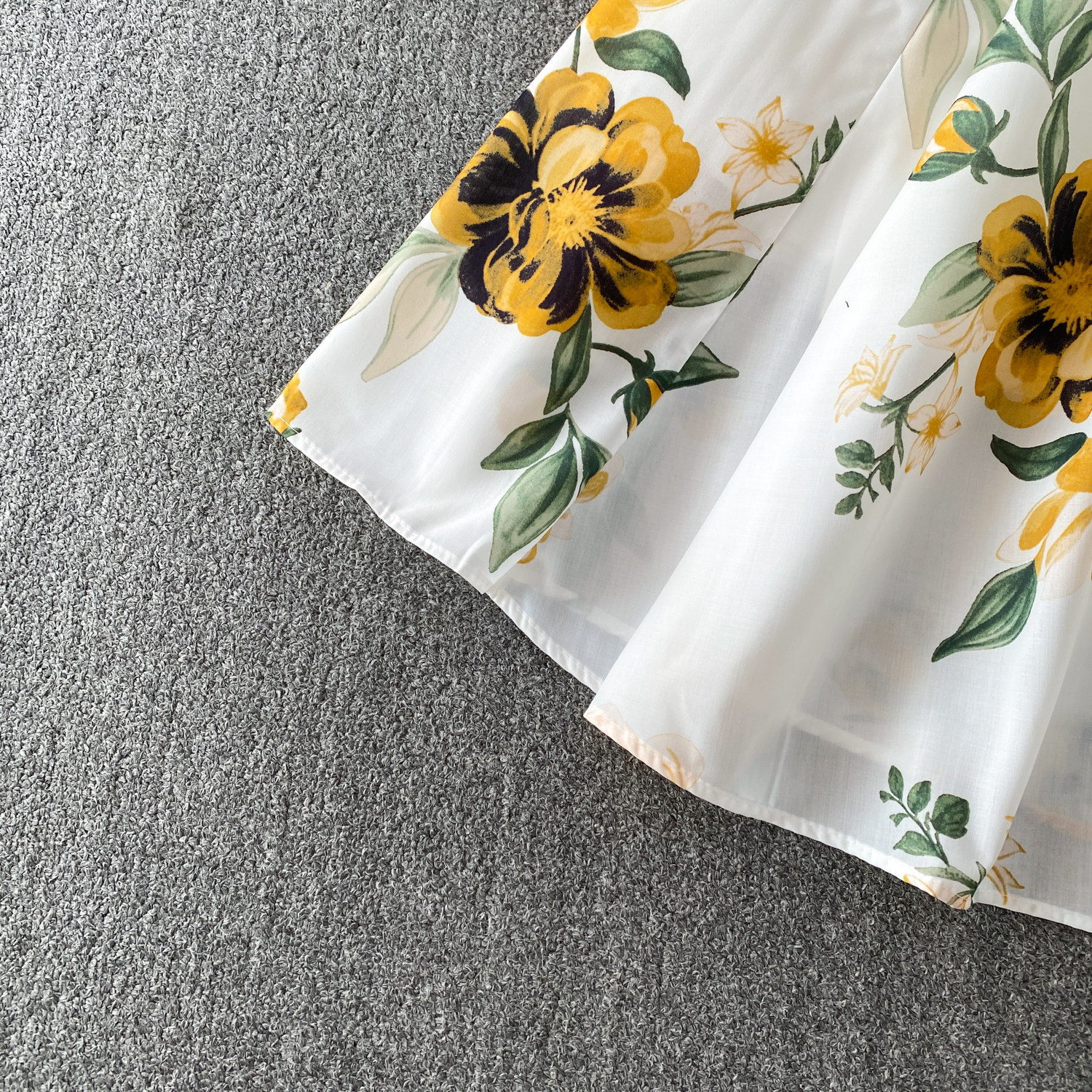 Romantic Floral Print Square Neck Dress European American Style Summer Suspender High Waist Cinching Slimming Full Skirt Women's Clothing_ecoleips.com