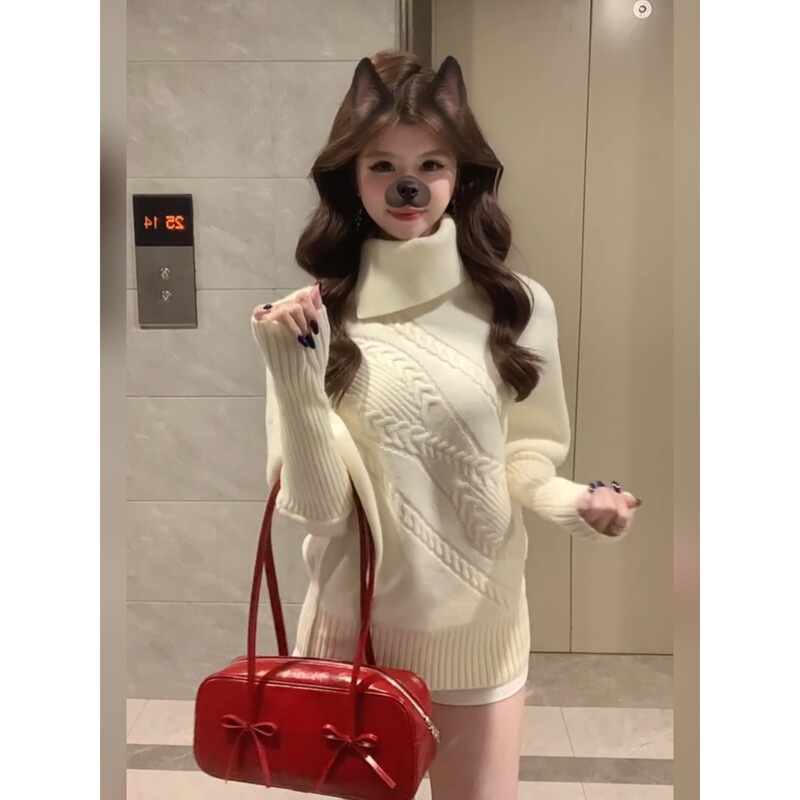 Real Price【Three Strands of Sheep Wool】Batwing Sleeve Sweater for Women, Autumn and Winter Thickened, Lazy Style, Loose Knitwear for Women Real Price【Three Strands of Sheep Wool】Batwing Sleeve Sweater for Women, Autumn and Winter Thickened, Lazy Style, Loose Knitwear for Women