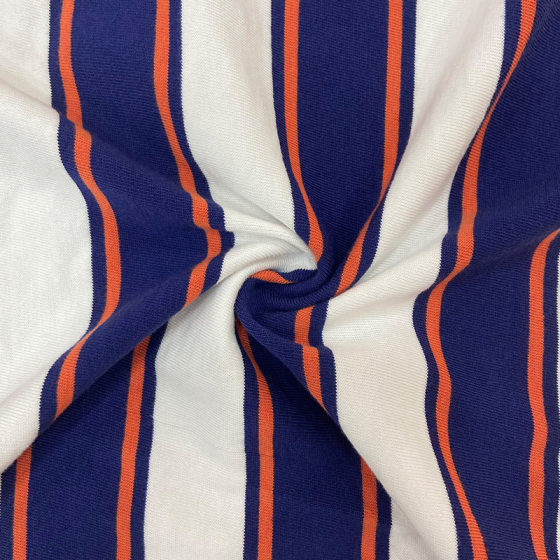 220g Trendy Brand Stripesd Double Yarn Fabric 40S Cotton Double Yarn Yarn-Dyed Knitted Stripesd Fabric Men's and Women's T-Shirt Fabric