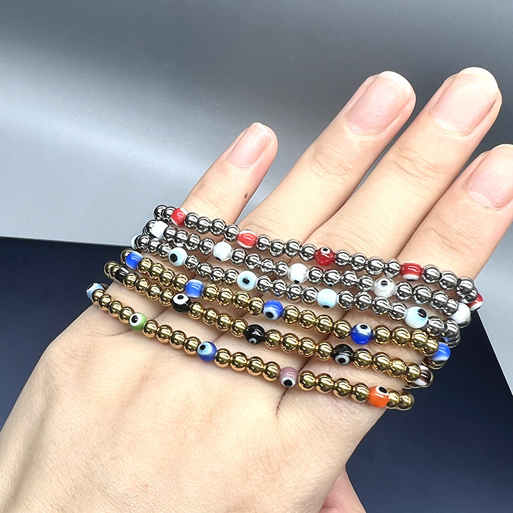 Fashion Devilu0027S Eye Stainless Steel glass Bracelets 1 Piece