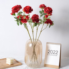 Simulated Peony Three-headed Peony Camellia Rose Silk Artificial Flower Wedding Ceremony Hall Hotel Home Decoration Ornaments