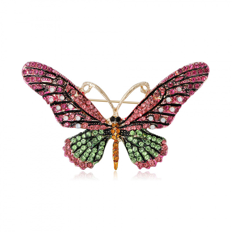 欧美跨境热销七彩奢华水钻大蝴蝶胸热销彩绘百搭精致衣服配饰饰品